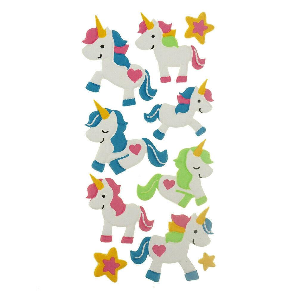 3D Flocked Puffy Unicorn Love Stickers, 10-Piece
