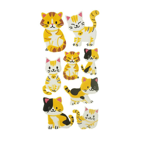 3D Flocked Puffy Cat Clique Stickers, 8-Piece