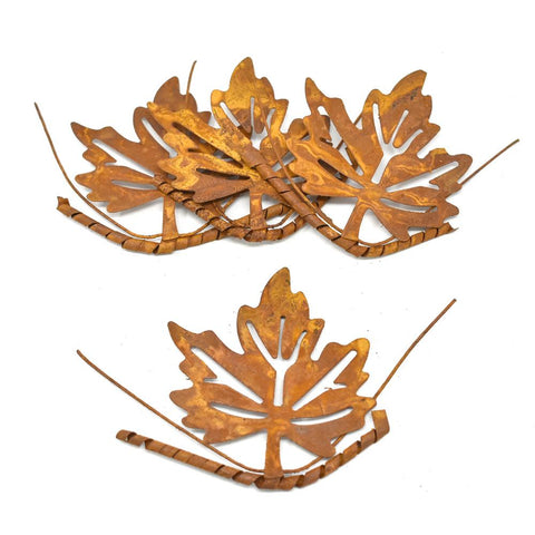 Metal Distressed Maple Leave Christmas Ornament, Rust, 4-Inch, 4-Count