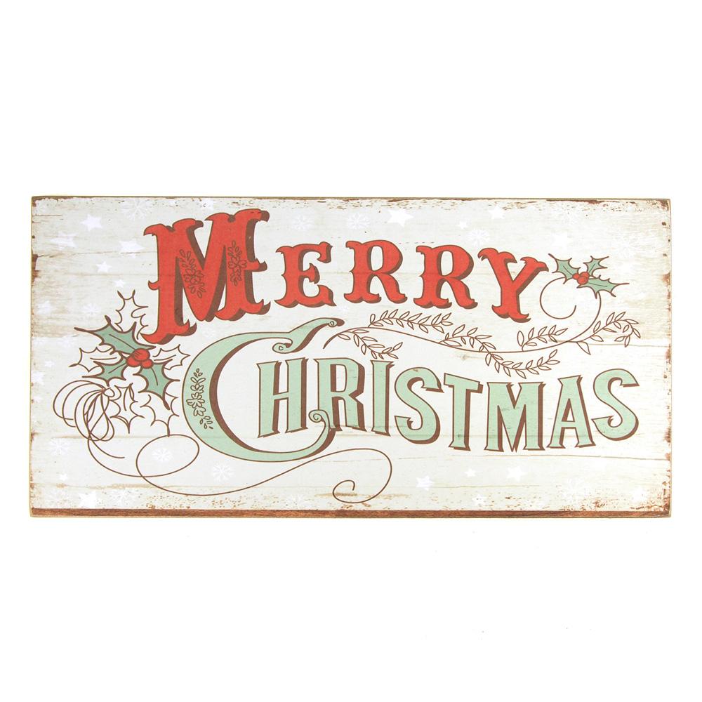 Large Mistletoe Large Vintage Style Wood Sign Holiday Decor, Off-White, 15-3/4-Inch